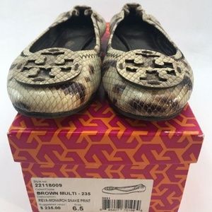 Tory Burch Reva-Monarch Snake Print Ballet Flats